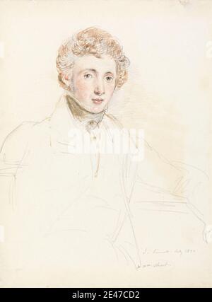 John Linnell, 1792–1882, British, William Short, 1820. Acquerello e grafite su carta d'wove crema di spessore moderato, leggermente testurizzata. Cappotto , cravat , sguardo , uomo , ritratto , posa , ombra , solenne. Corto, Charles William (1799–1857) Foto Stock