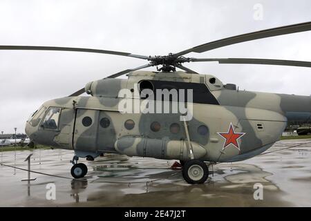 Vista dell'elicottero militare russo Hip, Russia Foto Stock