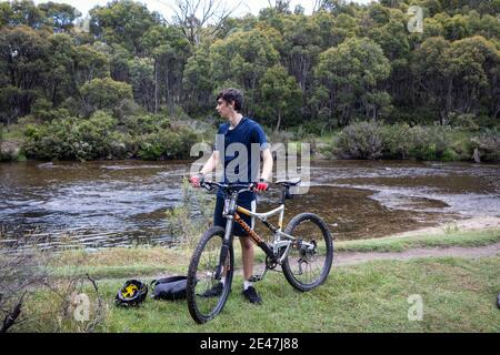 Mountain bike, Thredbo, NSW, Australia Foto Stock