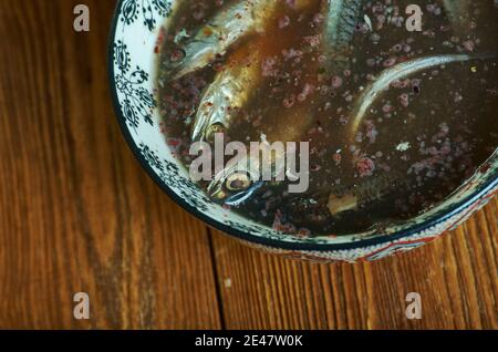 Garum - antica salsa di pesce fermentata che risale al romano volte Foto Stock