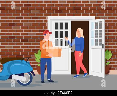 L'uomo ha lasciato scatole di cartone con merci Illustrazione Vettoriale