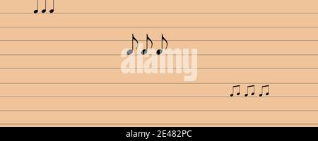 Sfondo musicale, con linee e segni musicali, semplice astratto musicale per sfondo musicista di colore rosa tenue. Foto Stock