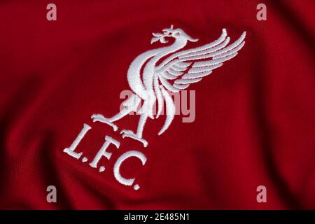 Primo piano del Liverpool FC kit 2020/21 Foto Stock