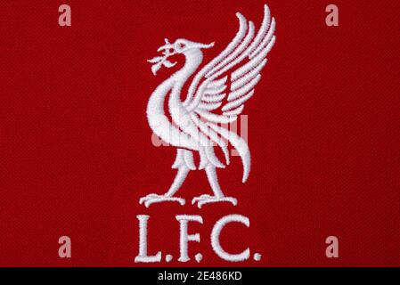 Primo piano del Liverpool FC kit 2020/21 Foto Stock