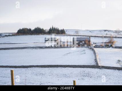 Nenthead, Cumbria UK. Domenica 27 dicembre 2020: Storm Bella ha martoriato parti del Nord Ovest e Cumbria questa mattina con forti venti e forti s Foto Stock