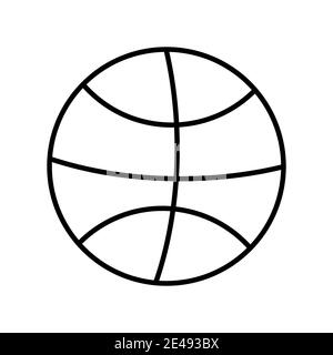 Icona palla da basket linee bianche e nere che disegnano isolate Illustrazione Vettoriale