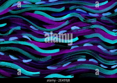 Astratto a righe acquerello sfondo al neon scuro Foto Stock