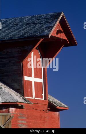 Croce sciabole Ranch Round Barn nella valle Wallowa, Hells Canyon National Scenic Byway, Oregon Foto Stock