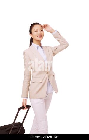Donna d'affari con valigia foto di alta qualità Foto Stock