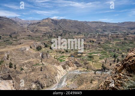 Fiume Colca nelle Ande peruviane Foto Stock