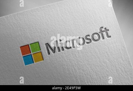 Immagine della trama del logo Microsoft sulla carta Foto Stock