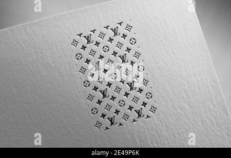 Louis Vuitton LV logo su carta texture illustrazione Foto Stock