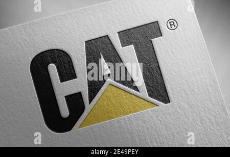 Illustrazione della texture della carta con il logo Caterpillar Foto Stock