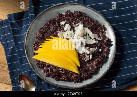 Riso al mango viola con latte di cocco fatto in casa Foto Stock