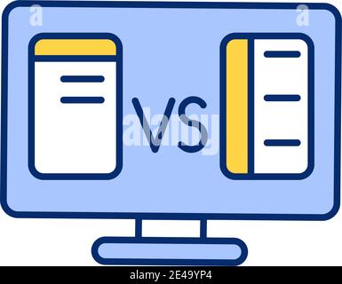 Icona colore RGB a confronto della versione del prodotto Illustrazione Vettoriale