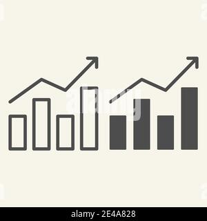 Linea del diagramma e icona del glifo. Illustrazione vettoriale del grafico della crescita isolata in bianco. Design stile grafico, progettato per il Web e le applicazioni. EPS 10. Illustrazione Vettoriale