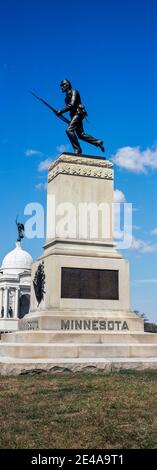 Monumento principale alla prima fanteria del Minnesota, Gettysburg National Military Park, Gettysburg, Pennsylvania, USA Foto Stock