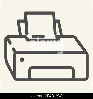 Icona della linea della stampante. Stampa immagine vettoriale isolata in bianco. Design stile contorno di stampa, progettato per il Web e le applicazioni. EPS 10. Illustrazione Vettoriale