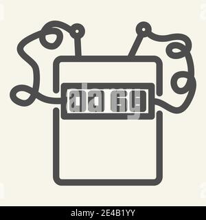 Icona della linea bomba del timer. Immagine vettoriale della bomba di orologio isolata su bianco. Design stile outline Countdown, progettato per il Web e le applicazioni. EPS 10. Illustrazione Vettoriale