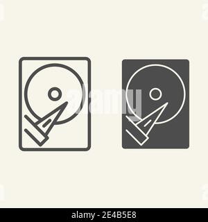 Riga del disco rigido e icona glifo. Immagine vettoriale di archiviazione isolata in bianco. Design a forma di profilo del disco rigido, progettato per il Web e le applicazioni. EPS 10. Illustrazione Vettoriale