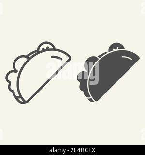 Linea Taco e icona glifo. Illustrazione vettoriale burrito isolata su bianco. Design in stile snack Outline, progettato per il Web e le applicazioni. EPS 10. Illustrazione Vettoriale
