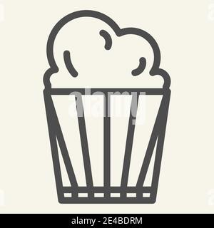Icona della linea popcorn. Deliziosa illustrazione vettoriale isolata su bianco. Design a forma di profilo della benna popcorn, progettato per applicazioni web e app. EPS 10. Illustrazione Vettoriale