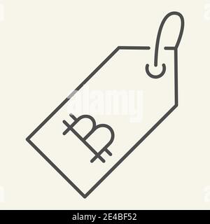 Portachiavi con icona a linea sottile bitcoin. Bitcoin trinket illustrazione vettoriale isolato su bianco. Design a profilo con portachiavi con criptovaluta, progettato per Illustrazione Vettoriale