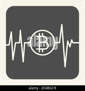 Icona bitronina a impulsi piena. Illustrazione vettoriale del grafico della criptovaluta isolata in bianco. Bitcoin grafico stile glyph, progettato per il web e app. EPS Illustrazione Vettoriale