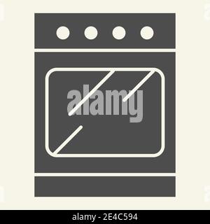 Icona piano cottura solido. Simbolo del forno, pittogramma in stile glifo su sfondo beige. Segno di mobili da cucina per il concetto mobile e web design. Grafica vettoriale. Illustrazione Vettoriale