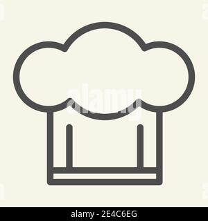 Icona della linea di cappelli dello chef. Simbolo del tappo da cucina, pittogramma a forma di contorno su sfondo beige. Cucina e segno cucina per il concetto mobile e web design Illustrazione Vettoriale