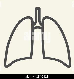 Icona linea polmoni. Pittogramma di stile del contorno dell'organo interno umano su sfondo bianco. Salute polmonare respiratoria per il concetto mobile e web design. Vettore Illustrazione Vettoriale