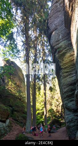 Jicin (Jitschin), Prachov Rocks (Prachovske skaly, Prachauer Felsen) in Paradiso Boemo, Cesky raj, Böhmisches Paradies, Kralovehradecky, Regione Hradec Kralove, Regione Königgrätzer, Ceco Foto Stock