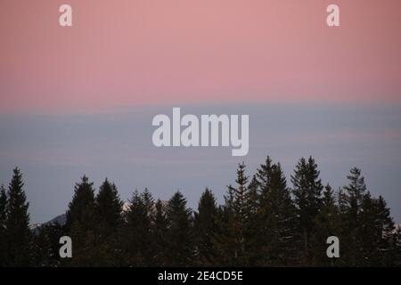 Escursione alla Hohen Kranzberg (1397 m), alba, Germania, Baviera, alta Baviera, Werdenfelser Land, Alpi bavaresi, Mittenwald, Alpi Karwendel Foto Stock