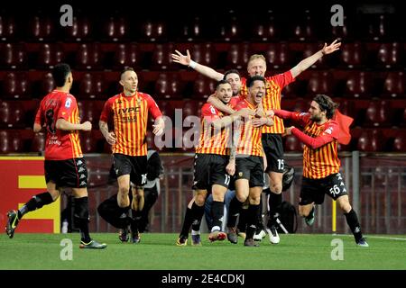 Benevento, Italia. 22 gennaio 2021. Giocatore di Benevento, durante la partita della serie italiana A campionato di calcio tra Benevento vs Torino risultato finale 2-2, partita disputata allo stadio del Ciro Vigorito di Benevento. Italia, 22 gennaio 2021. (Foto di Vincenzo Izzo/Sipa USA) Credit: Sipa USA/Alamy Live News Foto Stock