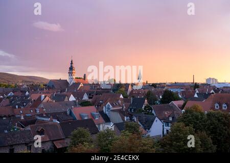 Germania, Baden-Wuerttemberg, Karlsruhe, Durlach con tramonto. Foto Stock