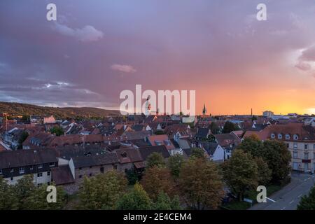 Germania, Baden-Wuerttemberg, Karlsruhe, Durlach con tramonto. Foto Stock