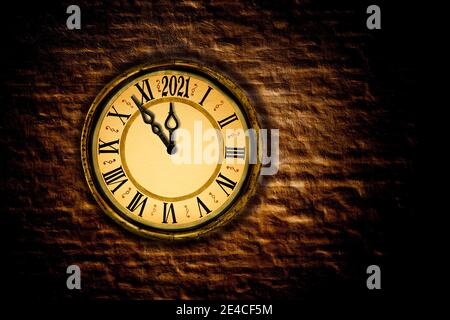 Orologio nostalgico con cinque a dodici 2021 Foto Stock