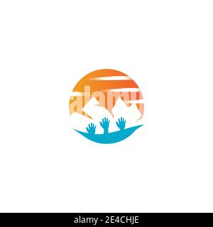 Icona di montagna modello Logo illustrazione vettoriale design Illustrazione Vettoriale