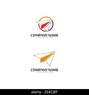 Modello di illustrazione vettoriale del logo del piano della carta Illustrazione Vettoriale