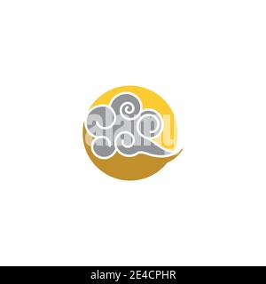 Nuvole cinesi Logo modello vettore simbolo natura Illustrazione Vettoriale