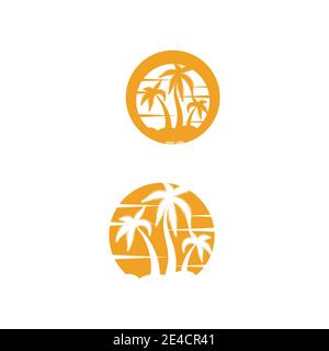 Palm tree estate modello logo illustrazione vettoriale Illustrazione Vettoriale