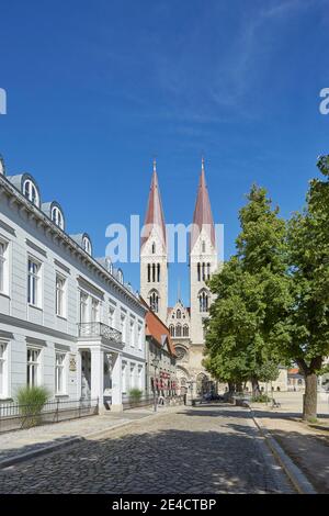 Germania, Sassonia-Anhalt, Halberstadt, Cattedrale di Santo Stefano e Sisto, gotico, Alto Gotico, tardo Gotico, schema della cattedrale francese Foto Stock