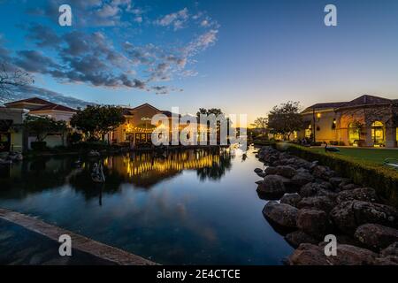 Blackhawk Plaza al Blue Hour Foto Stock