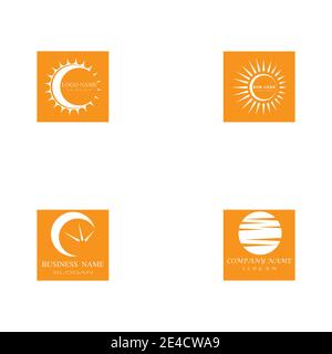 Impostare il design del modello del logo dell'icona dell'illustrazione di Sun Vector Illustrazione Vettoriale