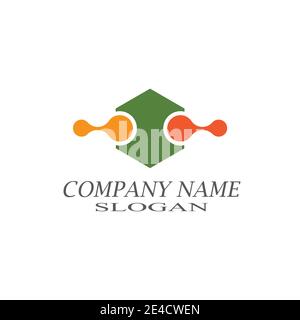 Simbolo di molecola modello logo illustrazione vettoriale design Illustrazione Vettoriale