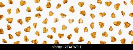 Molti piccoli cuori di oro scuro poly basso isolati su sfondo bianco. illustrazione 3d. rendering 3d. Foto Stock