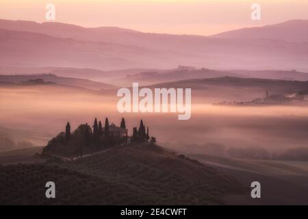 Italia, Toscana, Val D'Orcia, Podere Belvedere Foto Stock