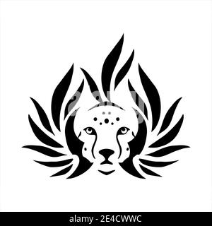 tatuaggio tribale immagine della testa della tigre vichinga e logo vettoriale Illustrazione Vettoriale