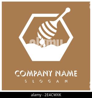 Logo Honey modello Design Vector Design Concept Symbol Illustrazione Vettoriale