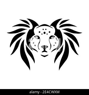 tatuaggio tribale immagine della testa della tigre vichinga e logo vettoriale Illustrazione Vettoriale